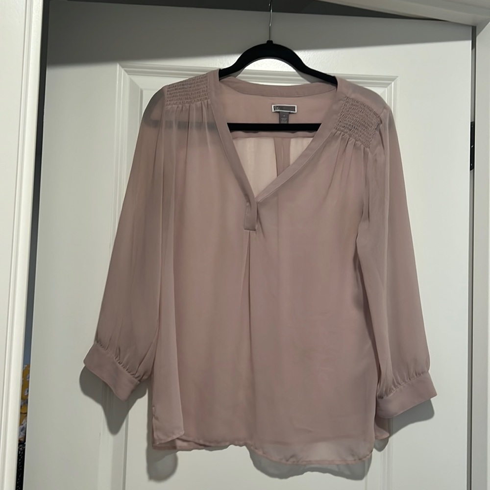 Chelsea 28 dusty rose sheer blouse